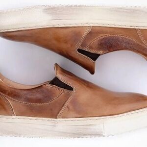 Bed Stu Hermione Distressed tan Leather Slip On Sneakers Women Size 8